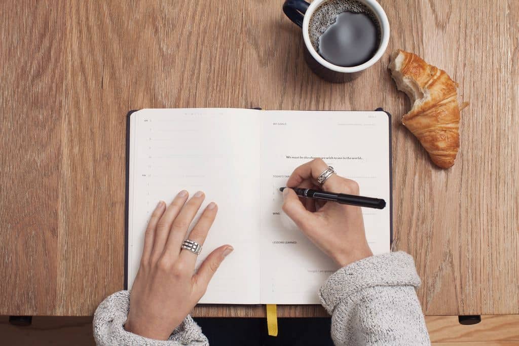 making New Year's resolutions with paper & pen