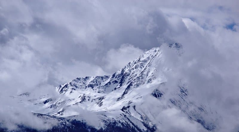 far away mountain covered in fog