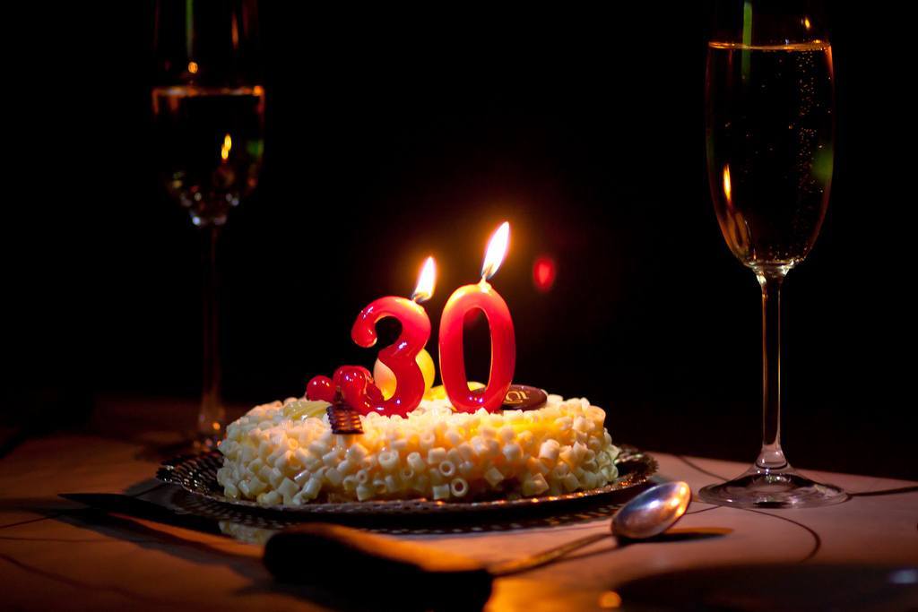 birthday cake with number 30 candles